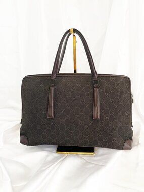 GUCCI  Vintage GG Monogram Canvas Tote Briefcase Shoulder Bag